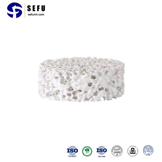 Filtro de espuma cerâmica Sefu China Fábrica de filtro de esfera de espuma Sic Peças de substrato de filtro de espuma cerâmica Filtro de espuma reticulada Filtro de espuma cerâmica de alumina